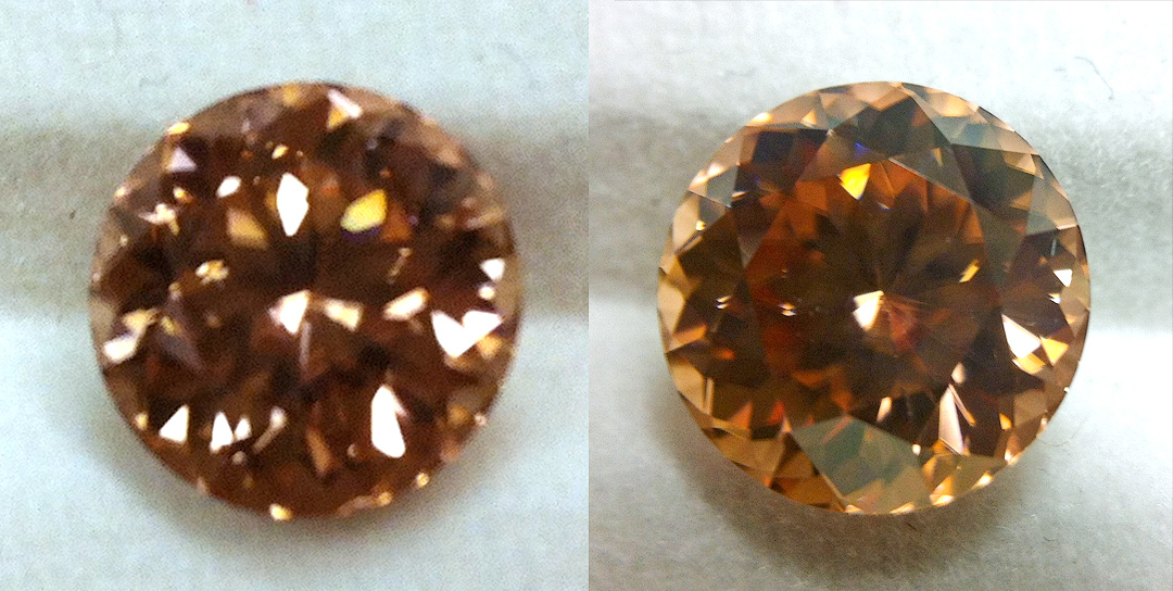 Brown Zircon photo with iphone and loupe