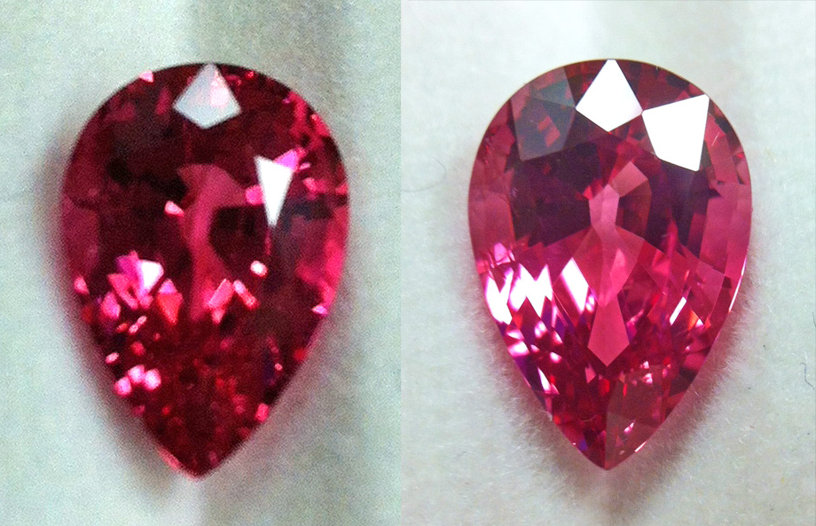 Pink Spinel photo with iPhone and loupe